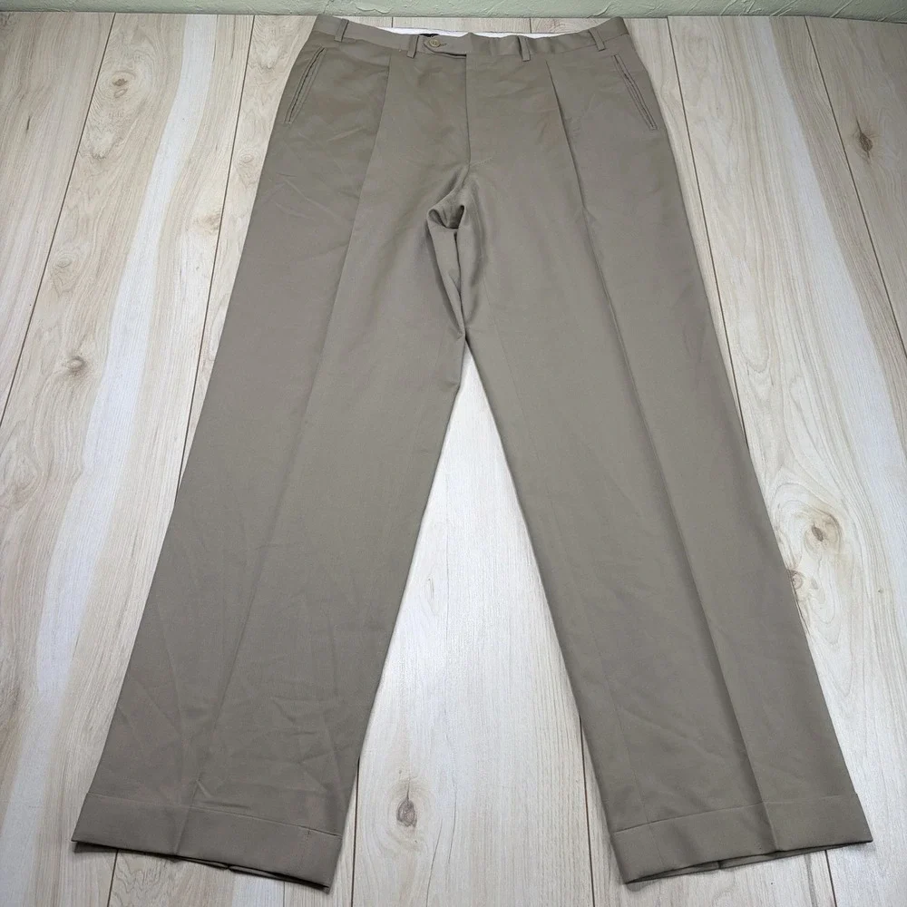 CANALI Beige Pure Wool 2-Pc Suit Mens Size 42L Slim 36x32 Made In Italy